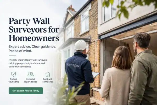 Image of couple with Party wall survey from Survey One Beaconsfield